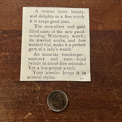 Waterbury Watches Original Advertisement AD8-P29