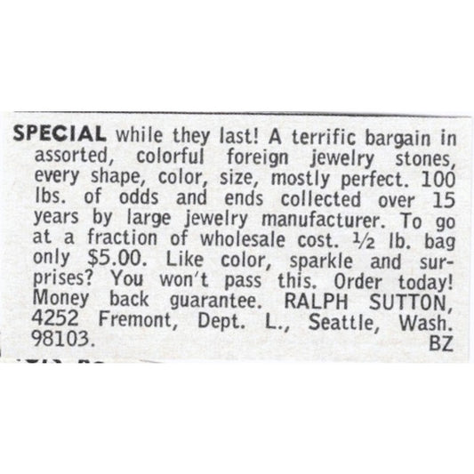 Ralph Sutton Lapidary Supply Seattle Washington 1964 Magazine Ad AK6-S8