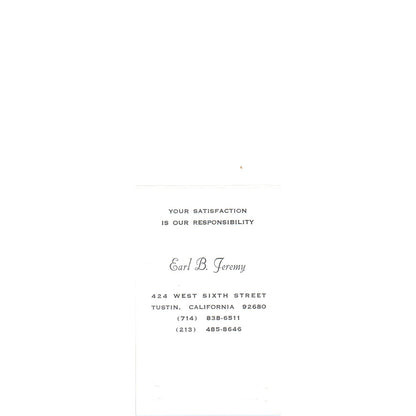 Earl B. Jeremy Smith Printers & Lithographers Tustin CA Vtg Business Card SD4-B3