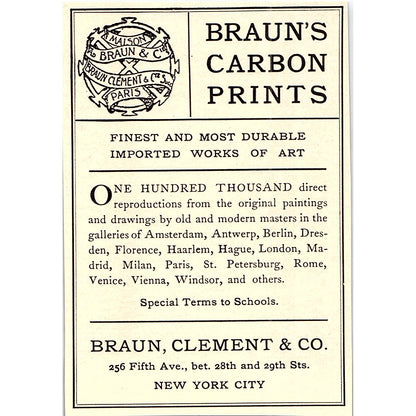Braun's Carbon Prints Braun Clement & Co New York City - 1908 Ad AF5-4