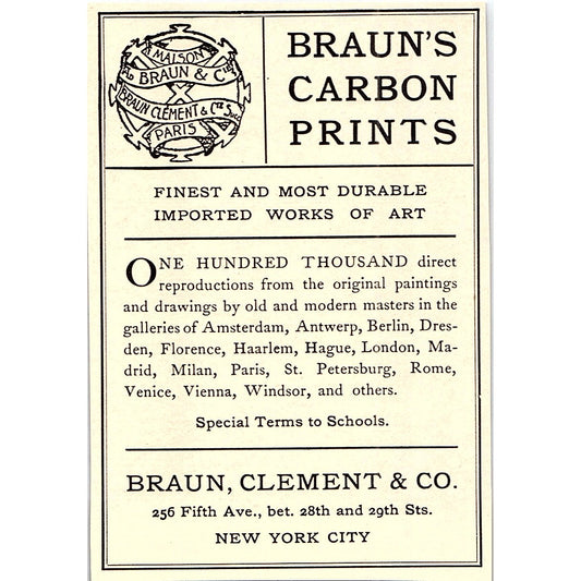 Braun's Carbon Prints Braun Clement & Co New York City - 1908 Ad AF5-4