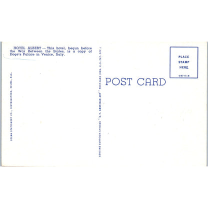 Hotel Albert Selma Alabama - Vintage Postcard AB8-RS1