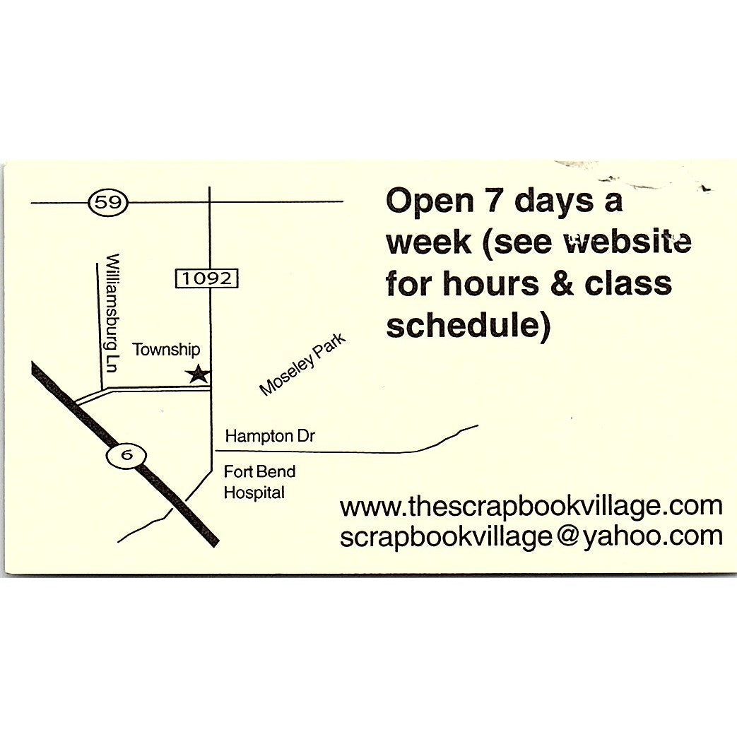 Scrapbook Village Phyllis Ducote Kathy Nelson Missouri City Business Card SC9-B9