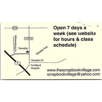 Scrapbook Village Phyllis Ducote Kathy Nelson Missouri City Business Card SC9-B9