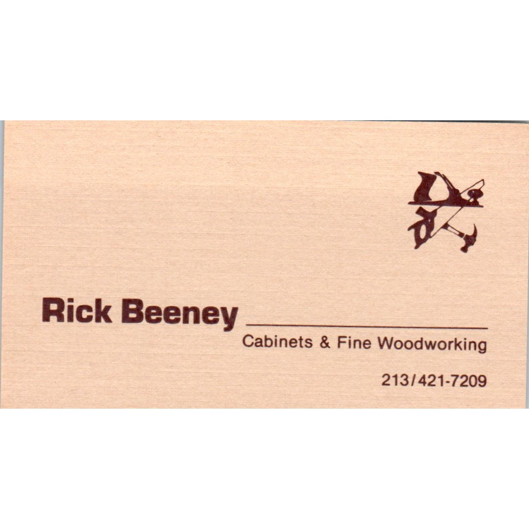 Rick Beeney Cabinets & Woodworking Los Angeles CA Vintage Business Card SD8-B4