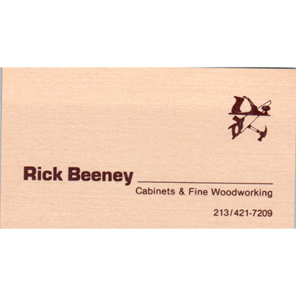 Rick Beeney Cabinets & Woodworking Los Angeles CA Vintage Business Card SD8-B4