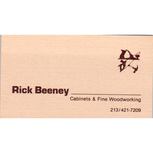 Rick Beeney Cabinets & Woodworking Los Angeles CA Vintage Business Card SD8-B4