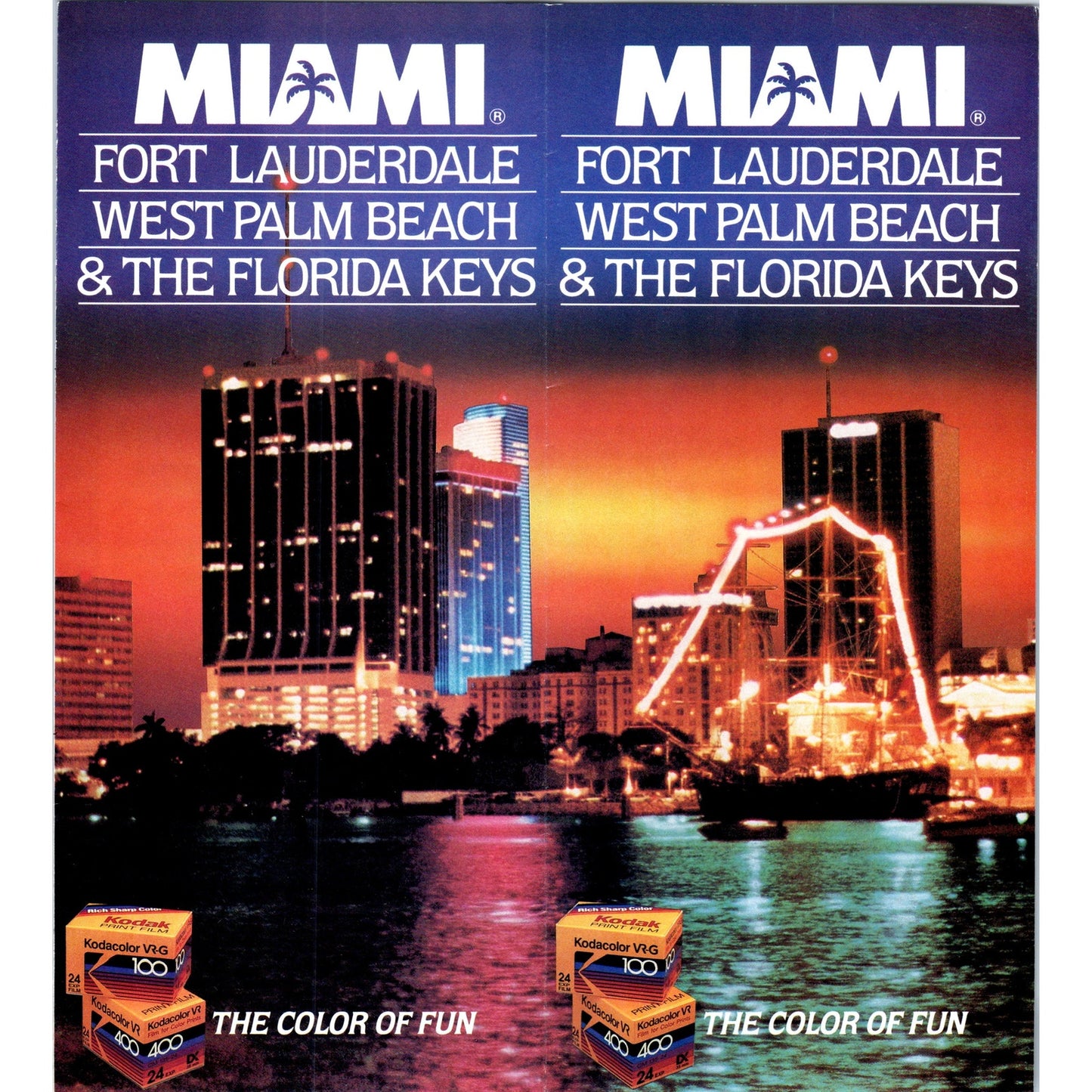 1980s Miami Fort Lauderdale West Palm Beach Florida Keys Travel Brochure TF4-BA