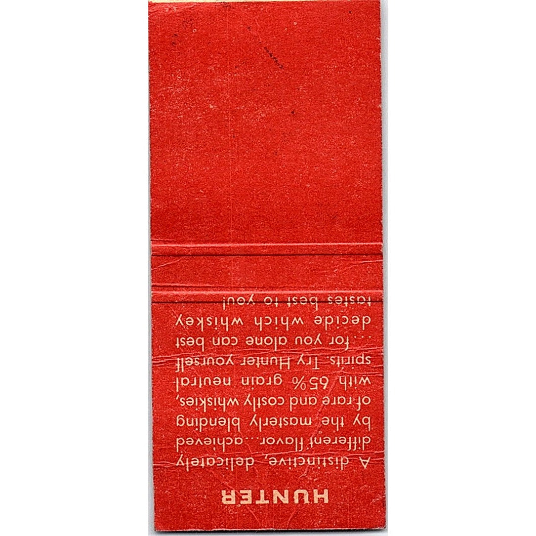 Hunter Blended Whiskey Louisville KY Vintage Matchbook Cover SF3-Y1