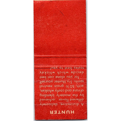 Hunter Blended Whiskey Louisville KY Vintage Matchbook Cover SF3-Y1