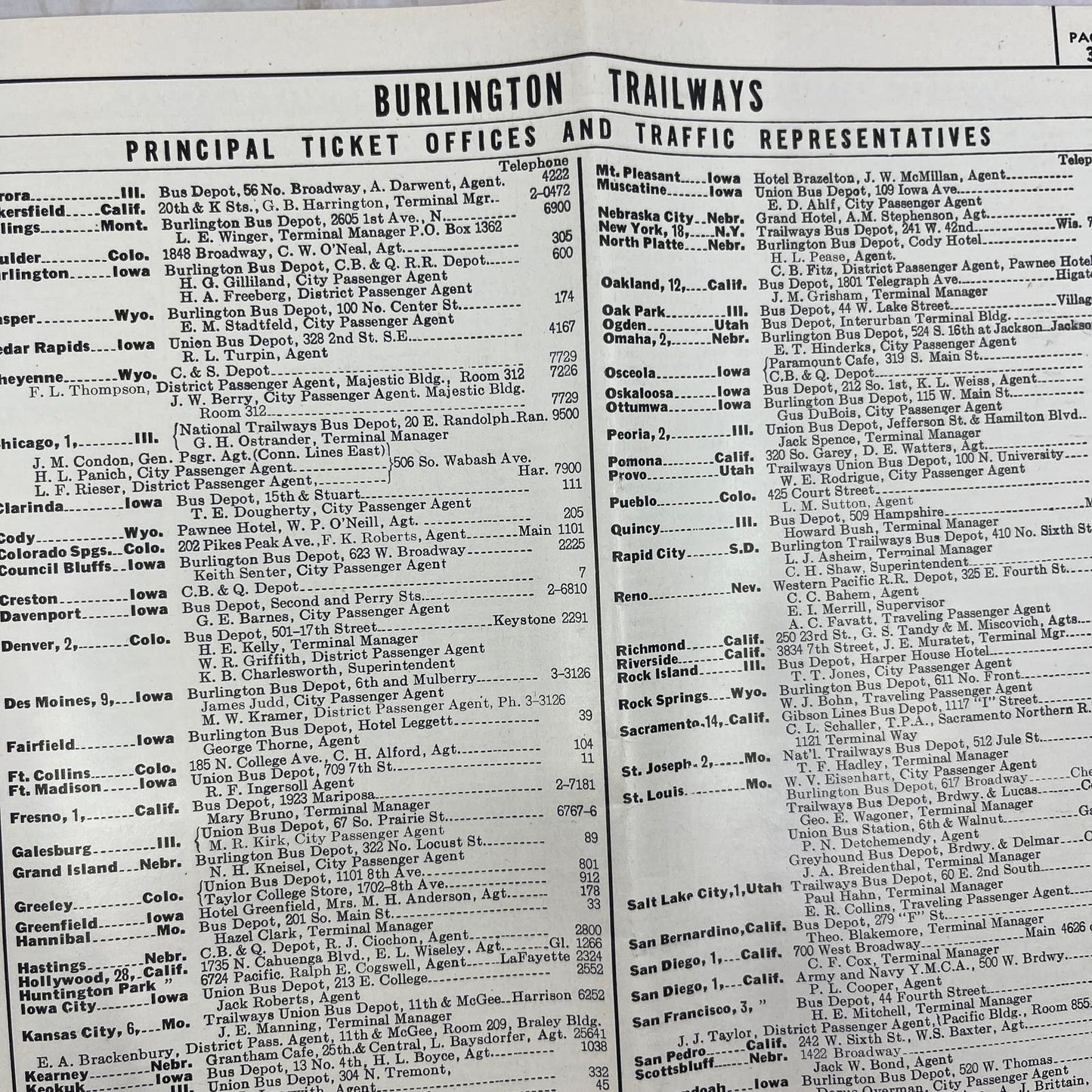 1947 Burlington Trailways Bus Time Tables Grand Tetons Wyoming TI8-S4