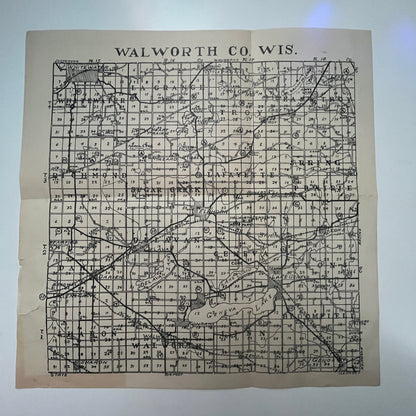 1920s Walworth County Wisconsin Full County Fold Out Plat Map 13.25" K28