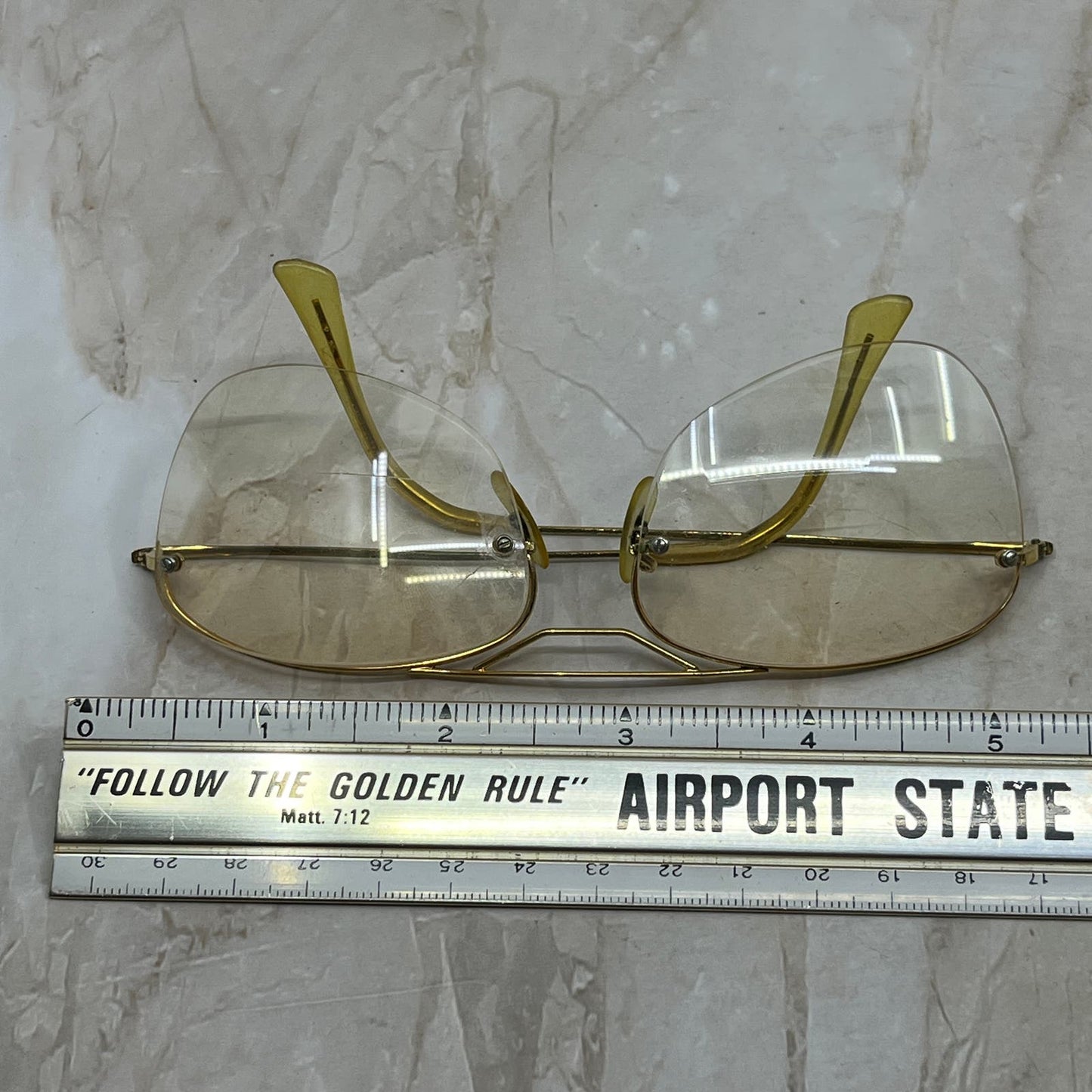 Vintage Aviator Rimless Gold Tone Eyeglasses Frames TD5G1-7