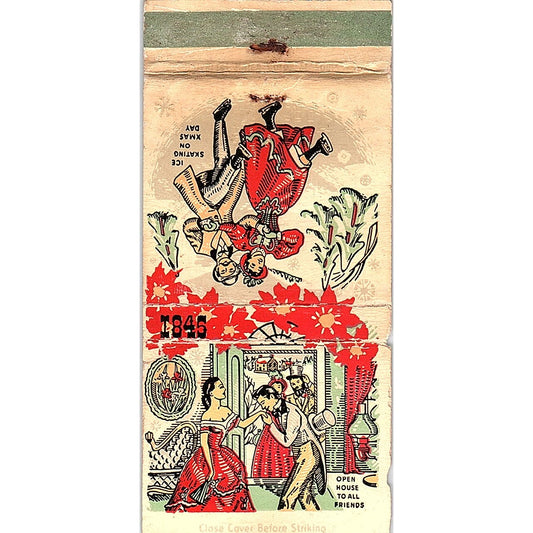 Open House to All Friends Christmas Gipson Lumber Vintage Matchbook Cover SC7-Y3