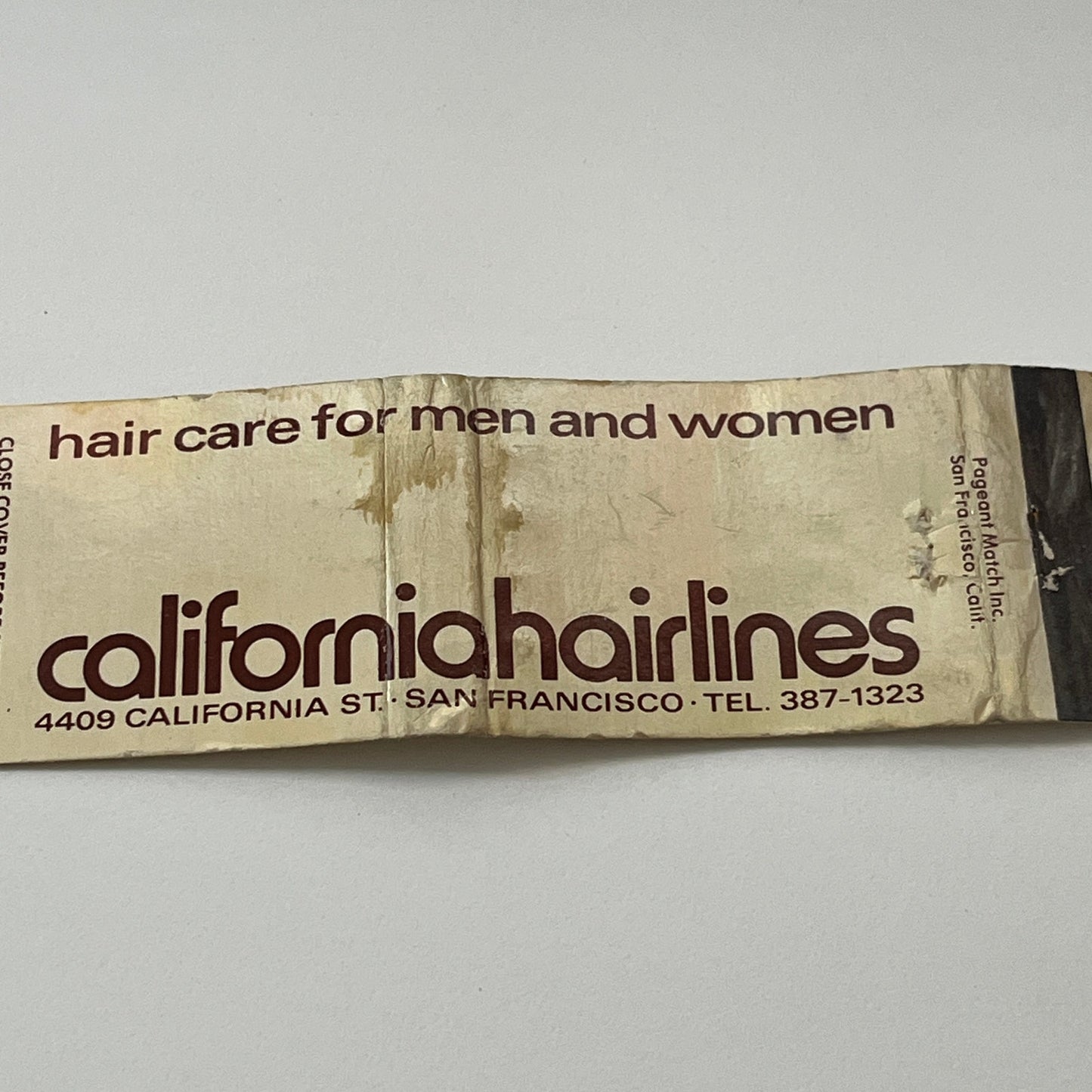 California Hairlines San Francisco CA Vintage Matchbook Cover TB6-MB1-14