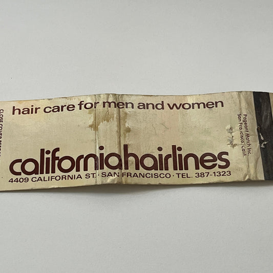 California Hairlines San Francisco CA Vintage Matchbook Cover TB6-MB1-14