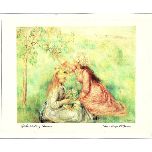 Girls Picking Flowers - Pierre Auguste Renoir Vintage Art Print 6x8 V12