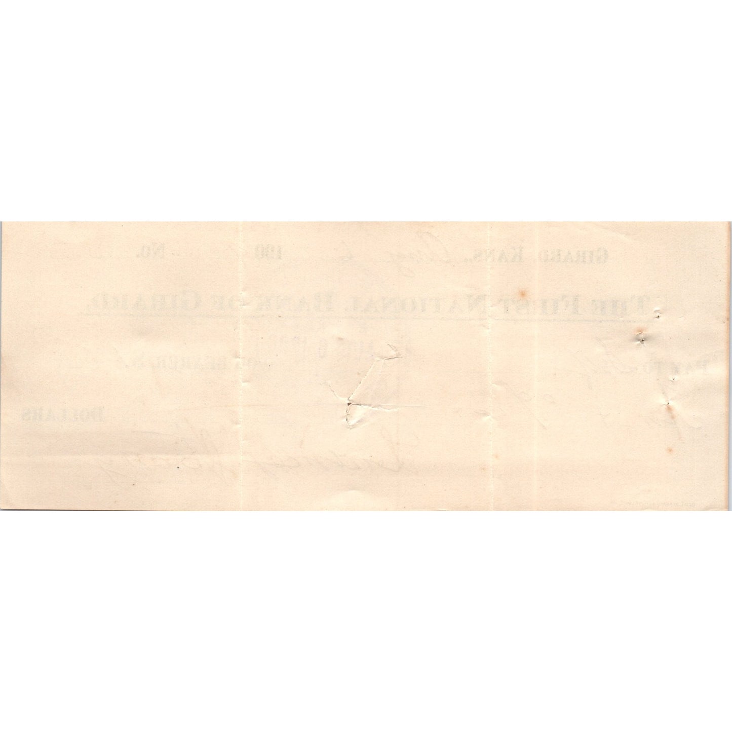 1909 First National Bank of Girard Kansas Bank Check AD8-R3