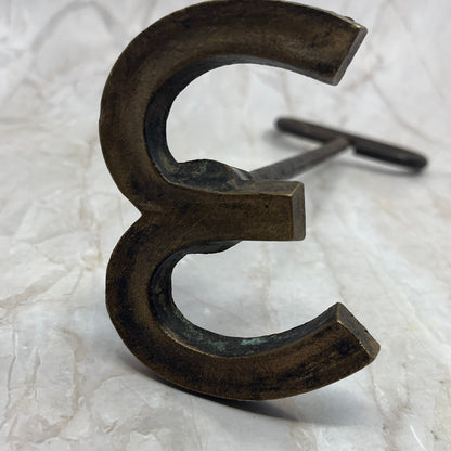 Antique Bronze Cattle Branding Iron Letter W M 3 11” Western Cowboy Decor TF5