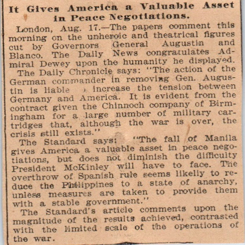 German Commander Removes Gen. Augustin St. Paul 1898 Newspaper Ad AF2-Q3