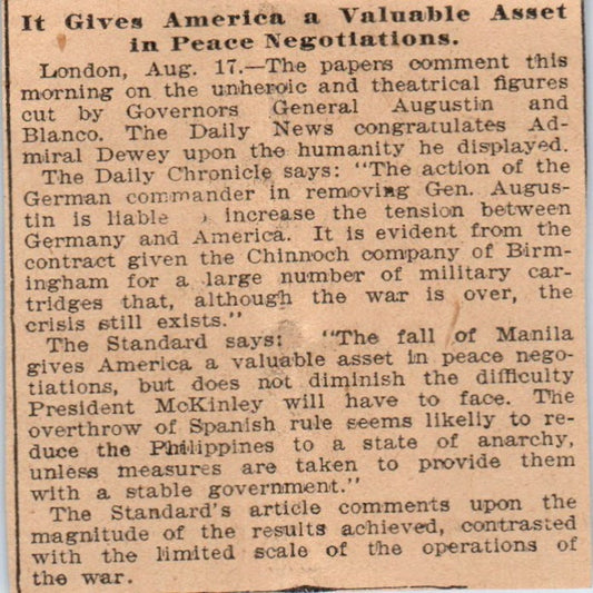 German Commander Removes Gen. Augustin St. Paul 1898 Newspaper Ad AF2-Q3