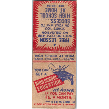 High School at Home American School Chicago IL Vintage Matchbook Cover SD2-Y8