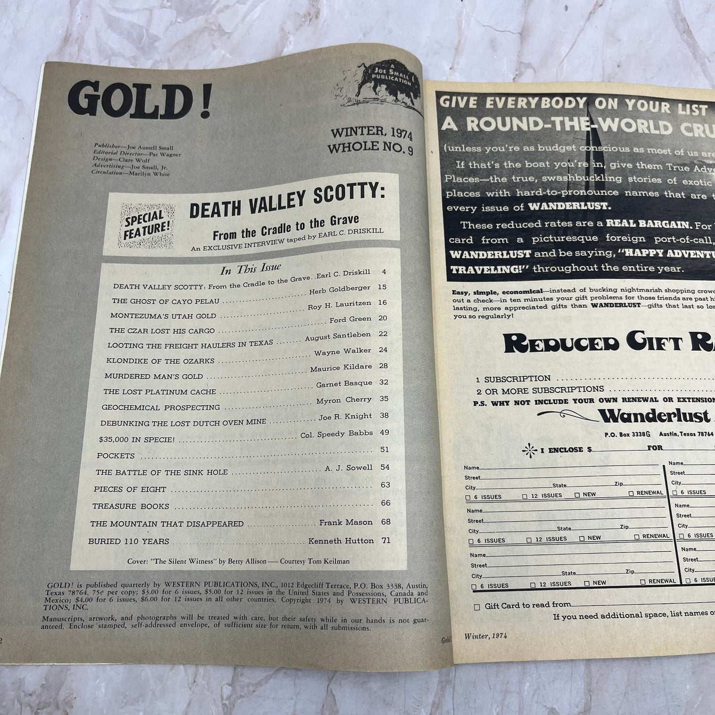 1974 Winter - Gold! Magazine - Treasure Hunting Metal Detecting Prospecting M13