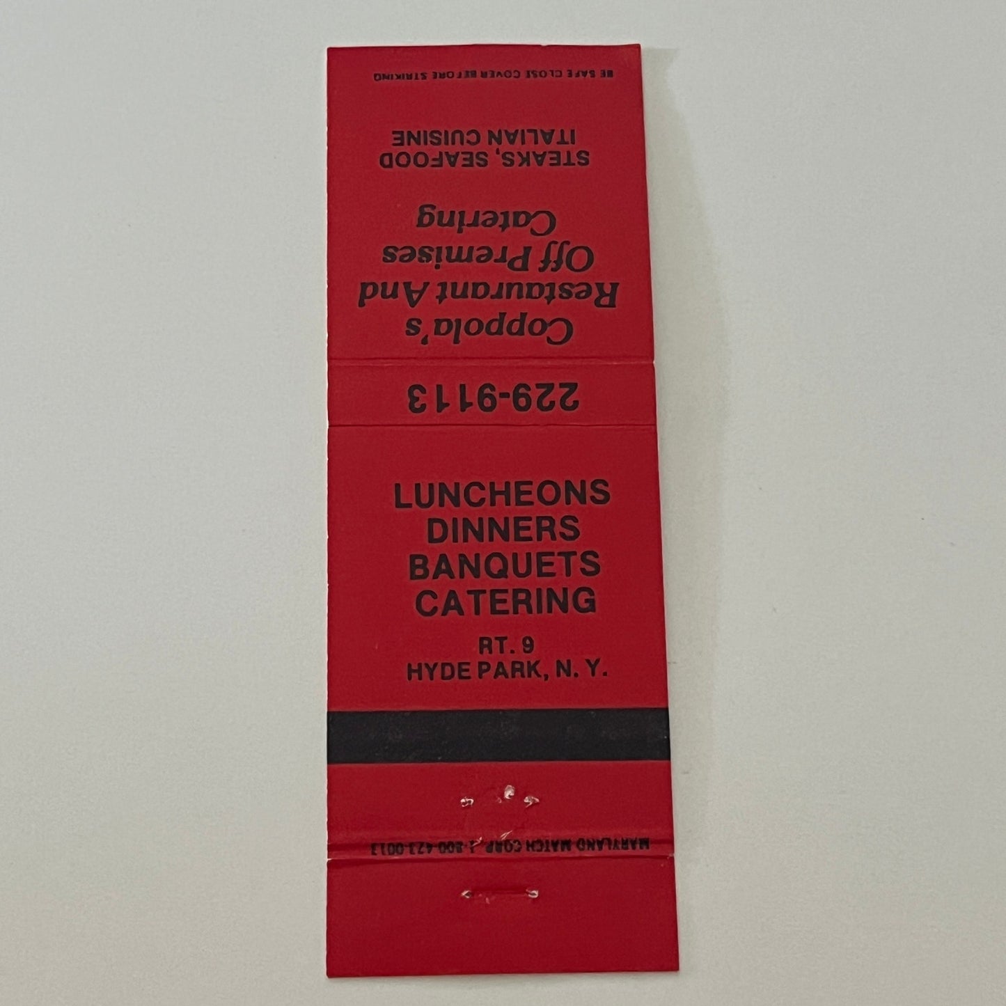 Coppola's Restaurant Hyde Park NY Vintage Matchbook Cover TB6-MB2-4
