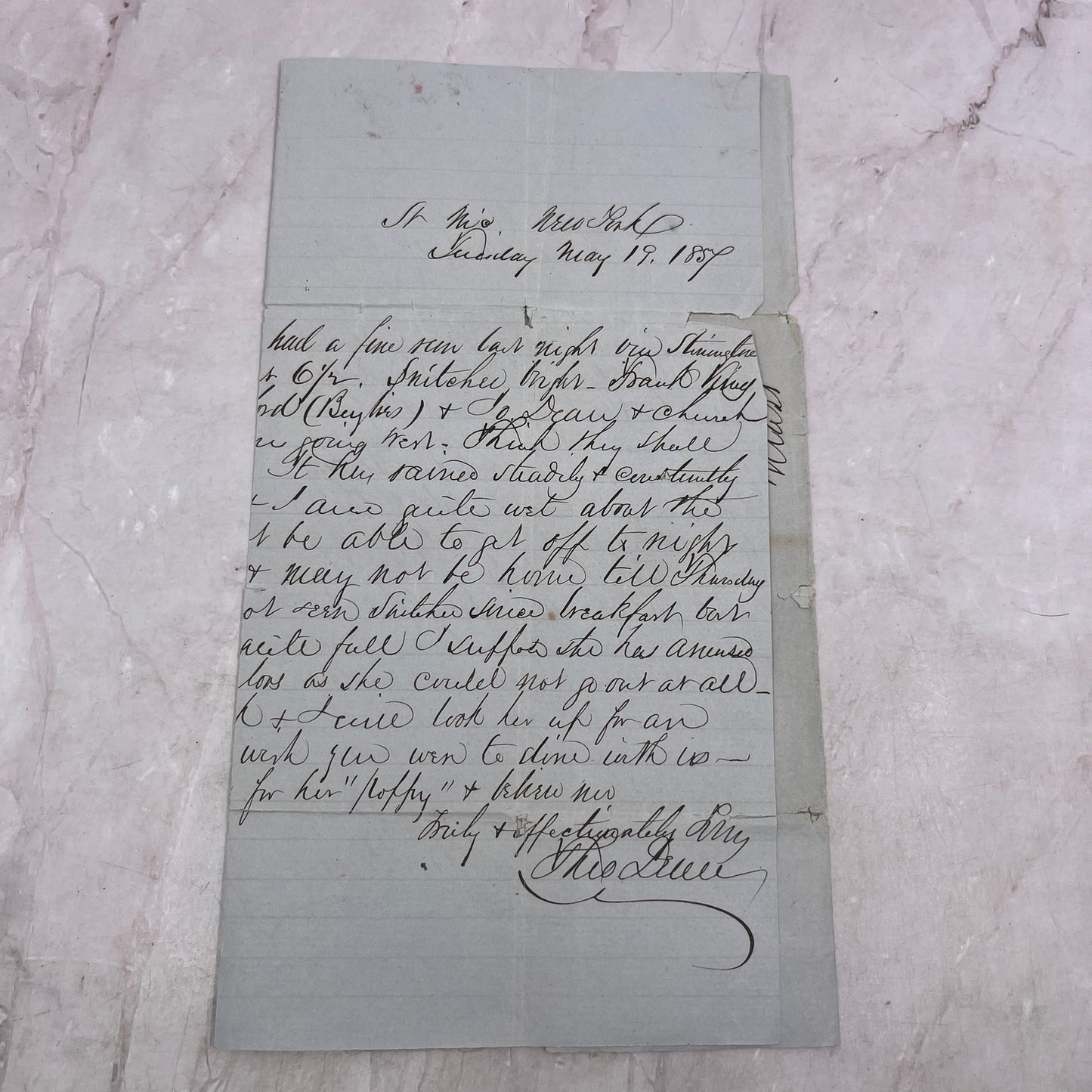 1857 Handwritten Letter Theo Dean Esq. Taunton MA D22