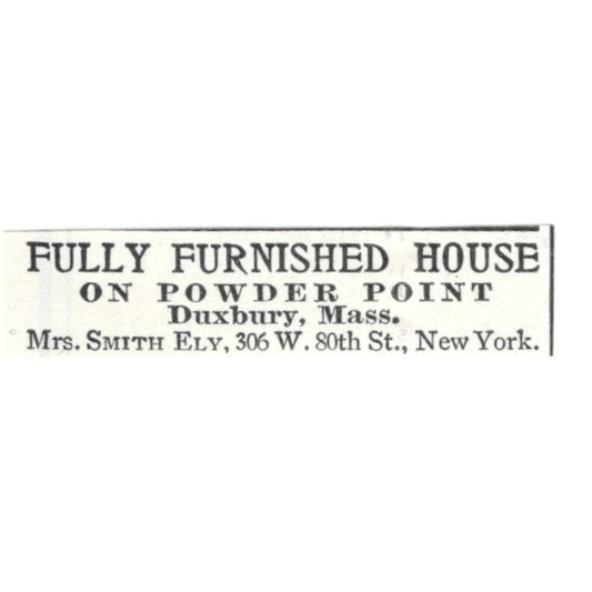 Furnished House Powder Point Duxbury MA Mrs. Smith 1903 Magazine Ad AF7-SS3