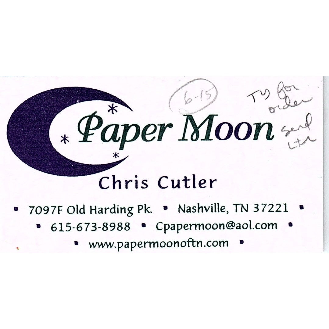 Chris Cutler Paper Moon Nashville TN Vintage Business Card SC9-B8