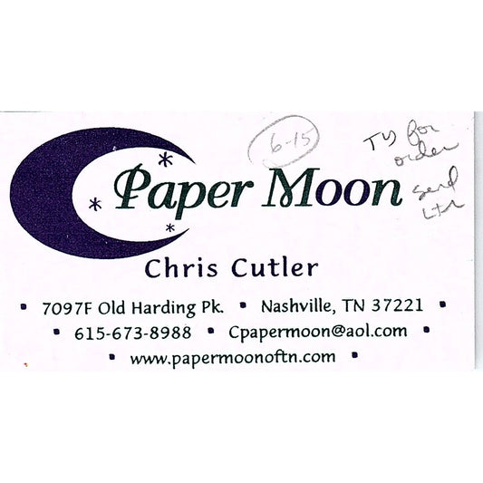 Chris Cutler Paper Moon Nashville TN Vintage Business Card SC9-B8