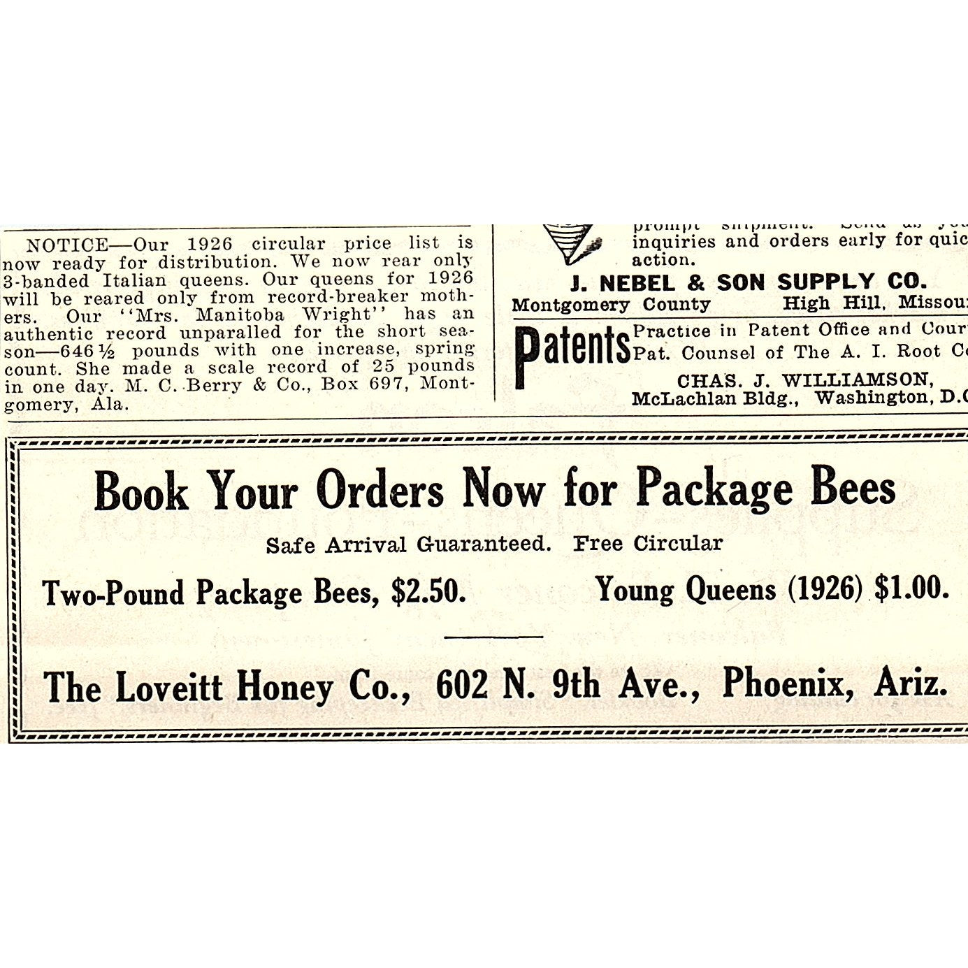 W.T. Falconer Mfg Co Bee Supplies Falconer New York 1926 Ad AG3-M8