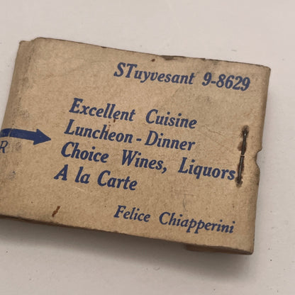 Felice 21 W. 9th St NYC Felice Chiapperini Vintage Matchbook Cover TB8-MB2-7