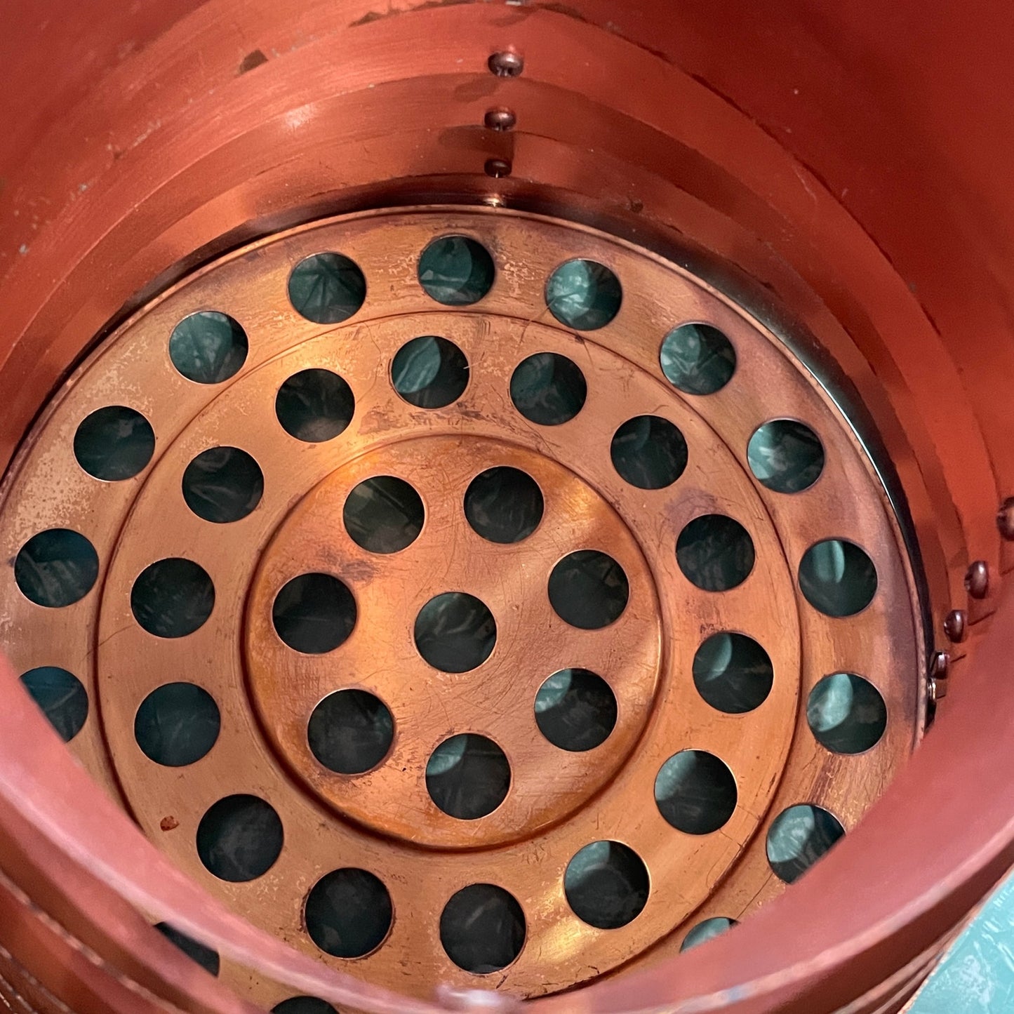 Original Frank Stone Art Hanging Light Fixture Copper Brutalist MCM Signed