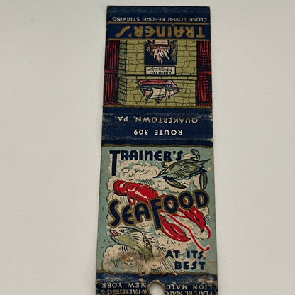Trainer's Seafood Quakertown PA Vintage Matchbook MB59-1