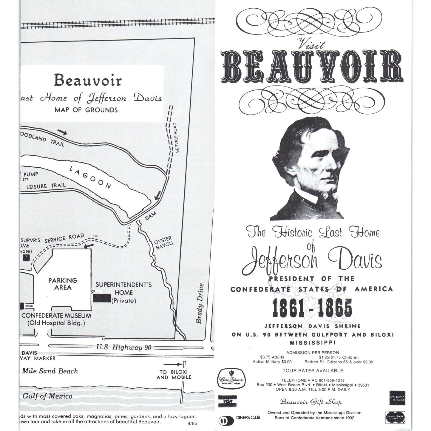 Vintage Beauvoir Historic Last Home Biloxi Mississippi Travel Brochure TF4-B2