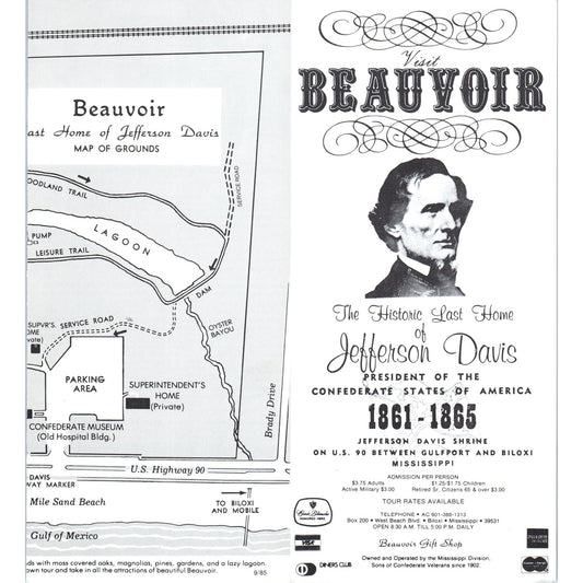 Vintage Beauvoir Historic Last Home Biloxi Mississippi Travel Brochure TF4-B2