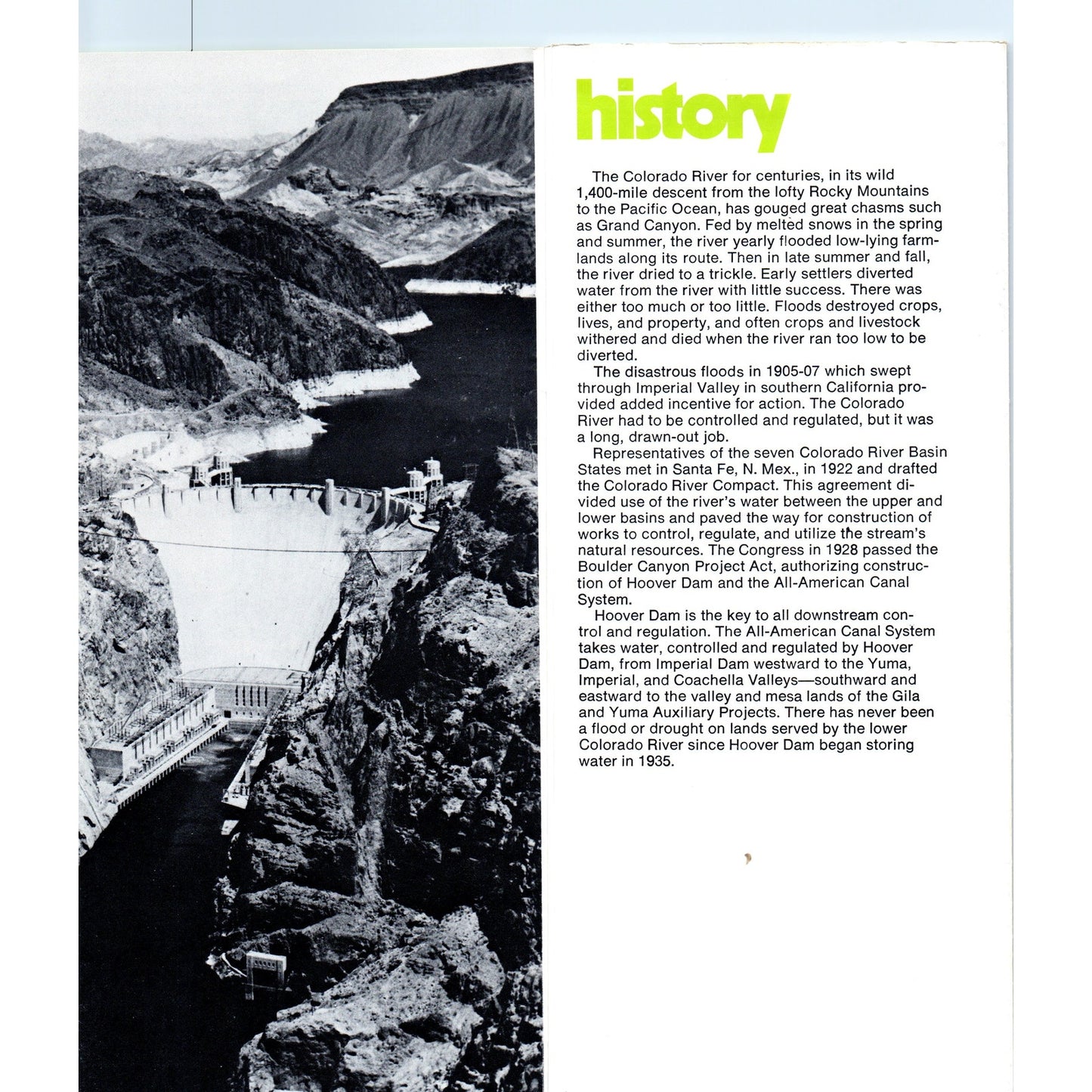 1977 USDI Hoover Dam Fold Out Travel Brochure AB8-RS1