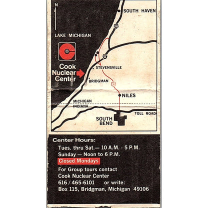 Architect Drawing Donald C Cook Nuclear Plant Bridgman MI Matchbook TB6-MB2-12
