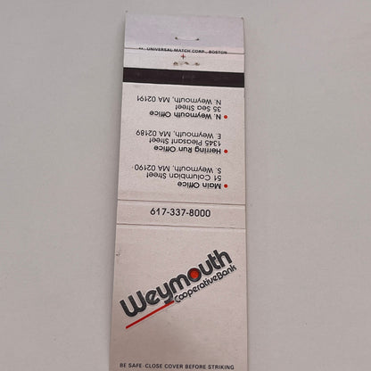 Weymouth Cooperative Bank MA Vintage Matchbook Cover TB6-MB2-3