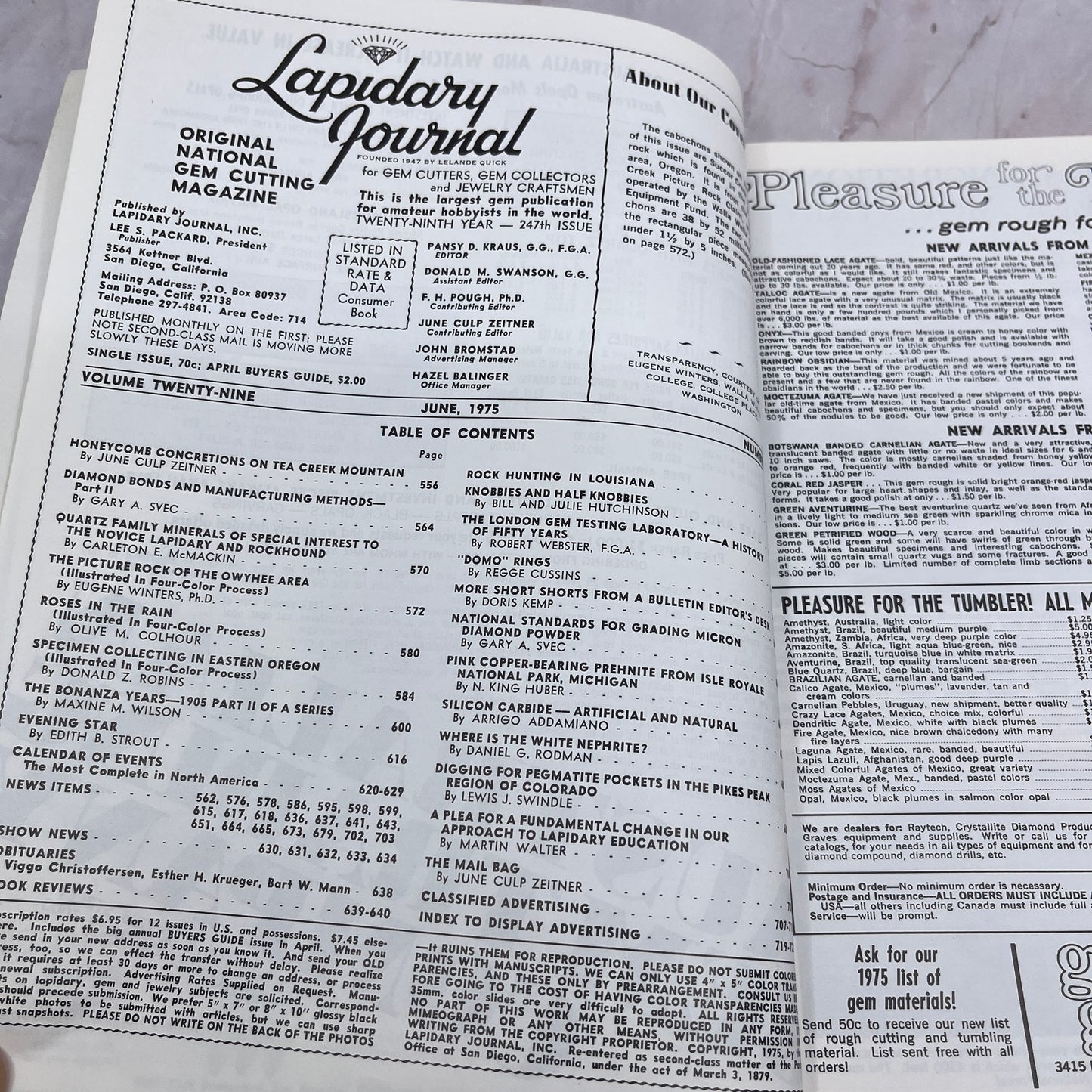 Succor Creek Picture Rock Washington - Lapidary Journal Magazine - June 1975 M28