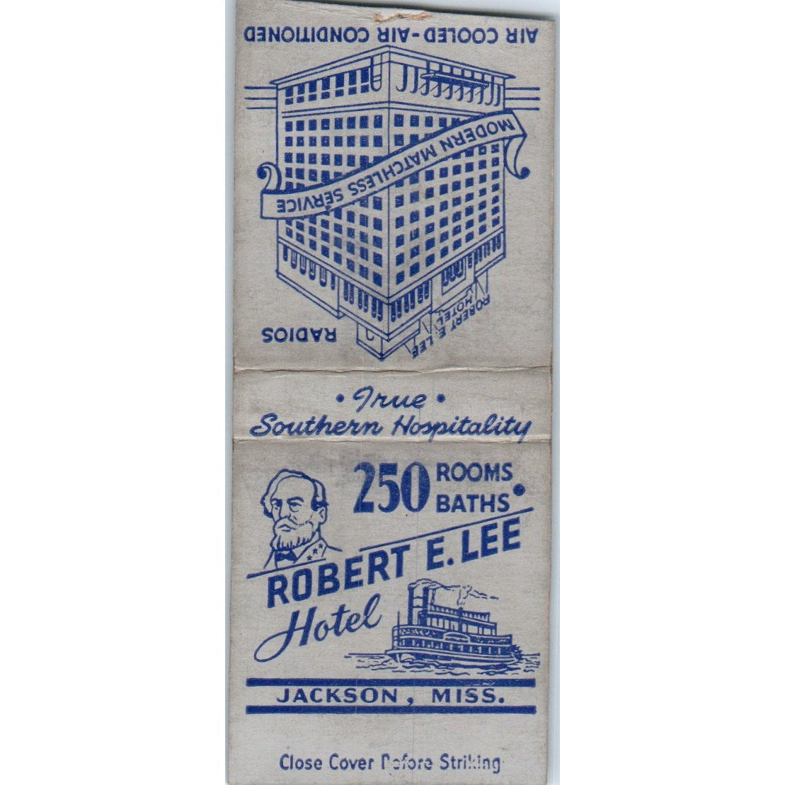 Robert E. Lee Hotel Jackson MS Vintage Matchbook Cover SD4-Y6