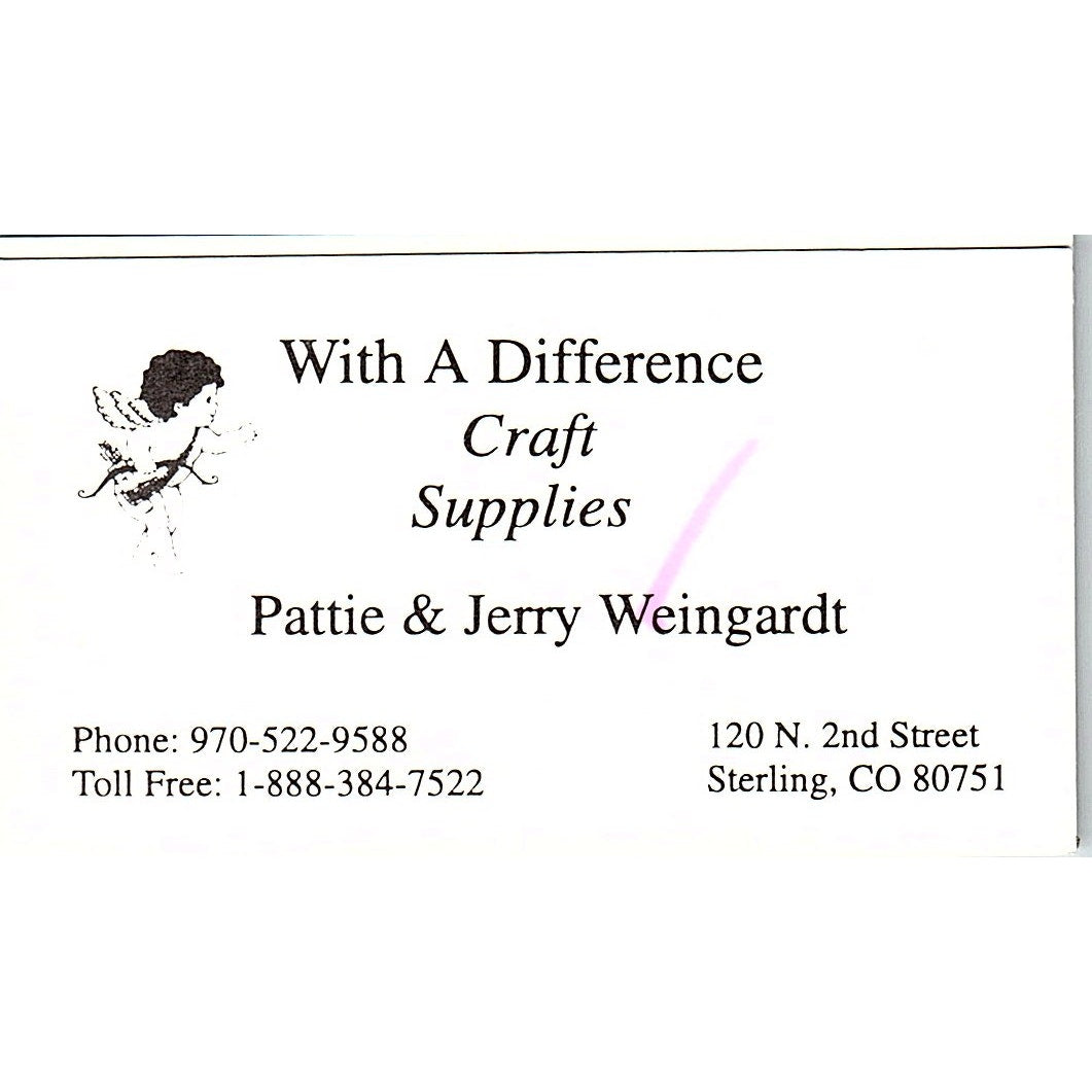 With A Difference Pattie & Jerry Weingardt Sterling CO Vtg Business Card SC9-B10