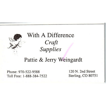 With A Difference Pattie & Jerry Weingardt Sterling CO Vtg Business Card SC9-B10