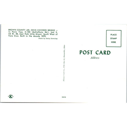 Brown County Ohio Perry Twp #8 Covered Bridge Postcard PB10