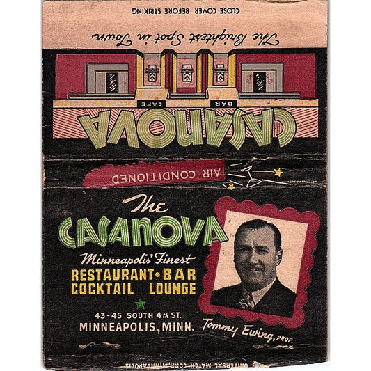 The Casanova Lounge Tommy Ewing Minneapolis Vintage Large Matchbook Cover TH2-Y4