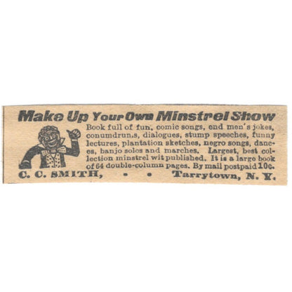Make Your Own Minstrel Show C.C. Smith Tarrytown NY 1910 Magazine Ad AF1-SS9