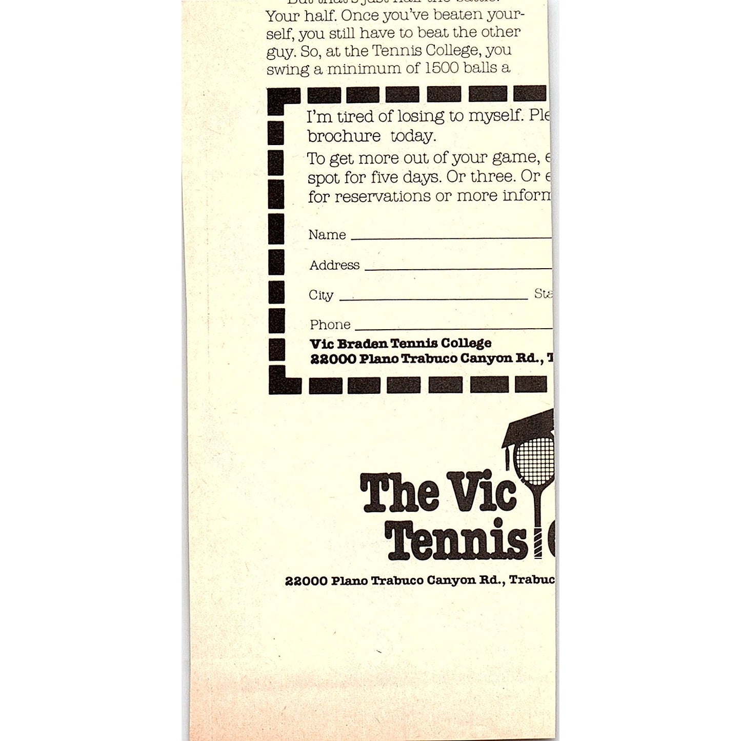 Welby Van Horn Tennis Camp New York 1977 Ad AF3-Q1