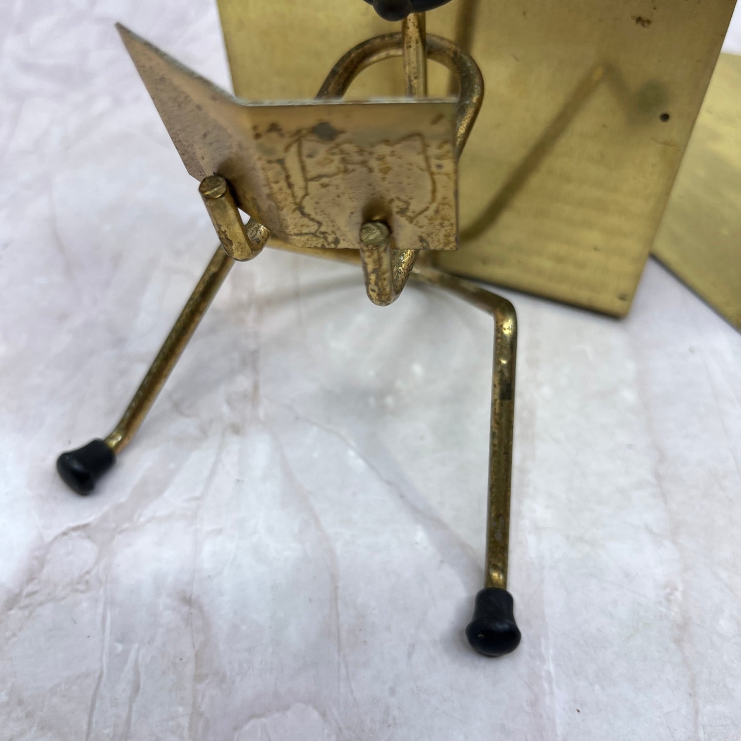 1950s MCM Modernist Brass and Wood Stick Figure Bookends Set of 2